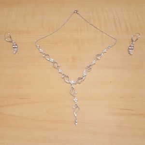 Rhinestone drop necklace and earrings set